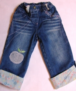 jeans with lapel apple ― Maksimka - quality children's clothing.