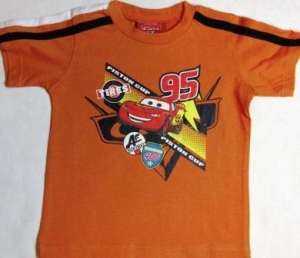 orange t-shirt with Cars ― Maksimka - quality children's clothing.