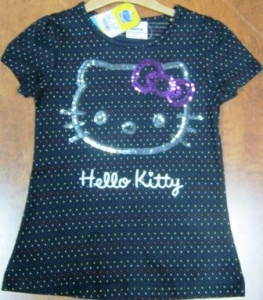 Kitty T-shirt black ― Maksimka - quality children's clothing.