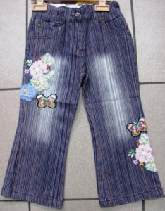 джинси в смужку з квітами темні ― Максимка - красивий дитячий одяг оптом та в роздріб.