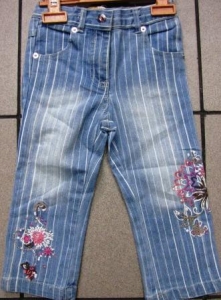 jeans, striped with flowers ― Maksimka - quality children's clothing.