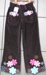 брюки вельветові з квітами ― Максимка - красивий дитячий одяг оптом та в роздріб.