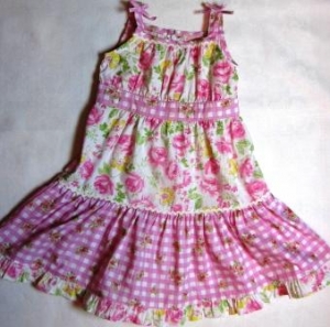 sundress in rose with a cell ― Maksimka - quality children's clothing.