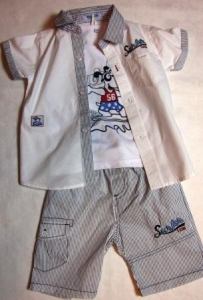 Тройка Тениска+майка+шорты белый ― Максимка - красивая детская одежда оптом и в розницу.